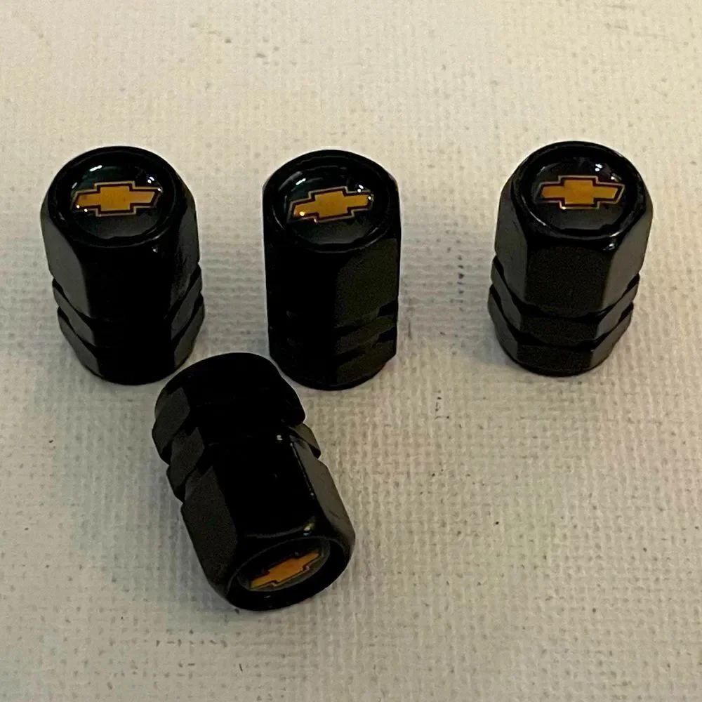 Chevrolet valve Stem caps in black set of 4 with Logo NWT